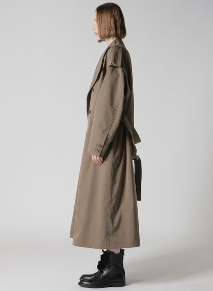 PE TWILL WATER REPELLENT COLLARLESS TRENCH COAT