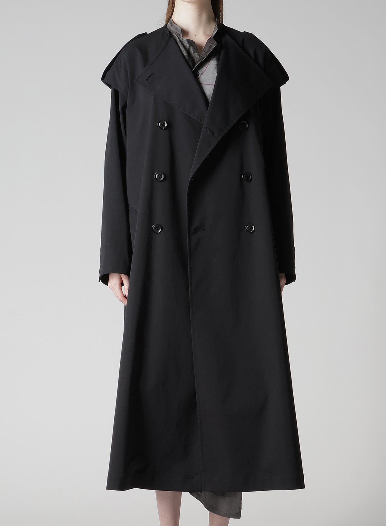 PE TWILL WATER REPELLENT COLLARLESS TRENCH COAT