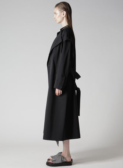PE TWILL WATER REPELLENT COLLARLESS TRENCH COAT