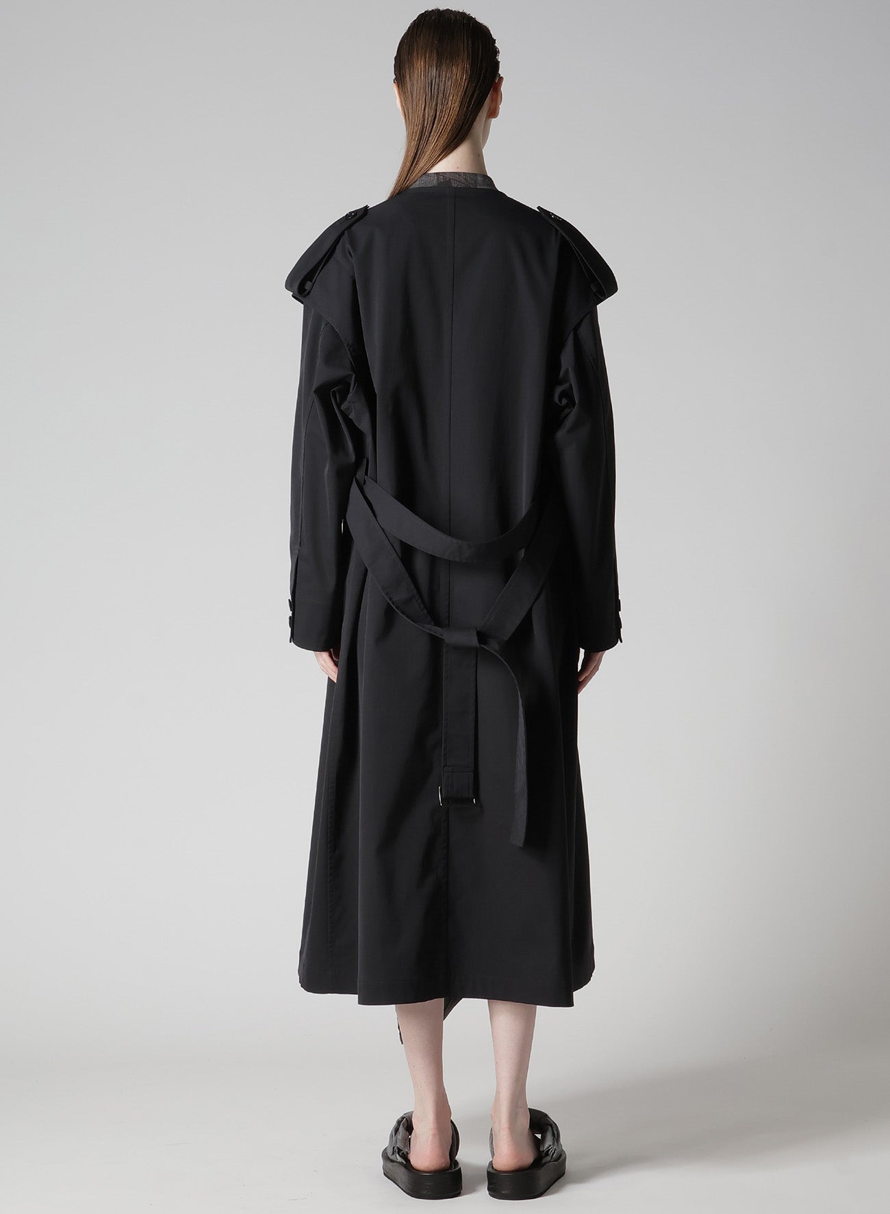 PE TWILL WATER REPELLENT COLLARLESS TRENCH COAT – THE SHOP YOHJI