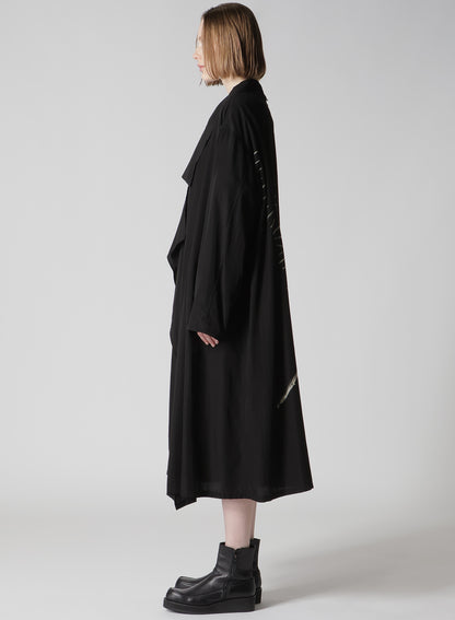 CUPRO DUNGAREE "Y" PRINT BIG-COLLAR COAT