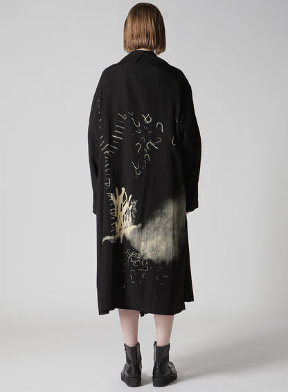 CUPRO DUNGAREE "Y" PRINT BIG-COLLAR COAT