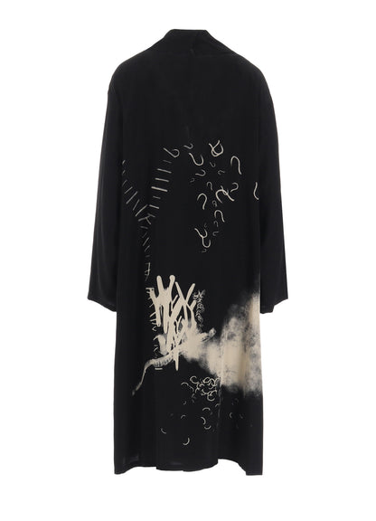 CUPRO DUNGAREE "Y" PRINT BIG-COLLAR COAT