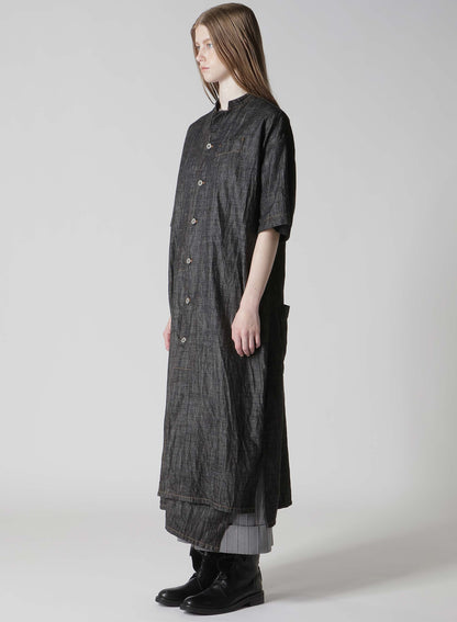 8OZ DENIM HALF SLEEEVE BOX SHIRT DRESS