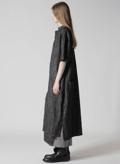 8OZ DENIM HALF SLEEEVE BOX SHIRT DRESS