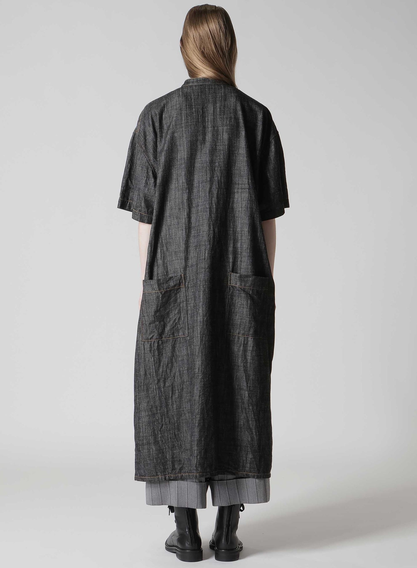 8OZ DENIM HALF SLEEEVE BOX SHIRT DRESS