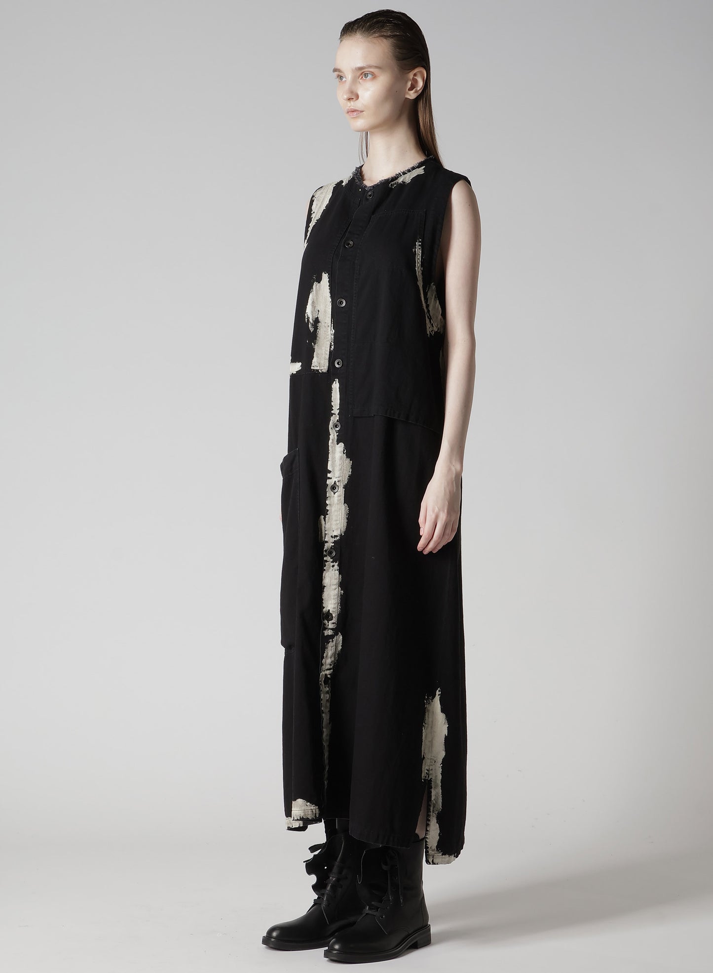 8OZ DENIM BRUSH BLEACH LONG DRESS