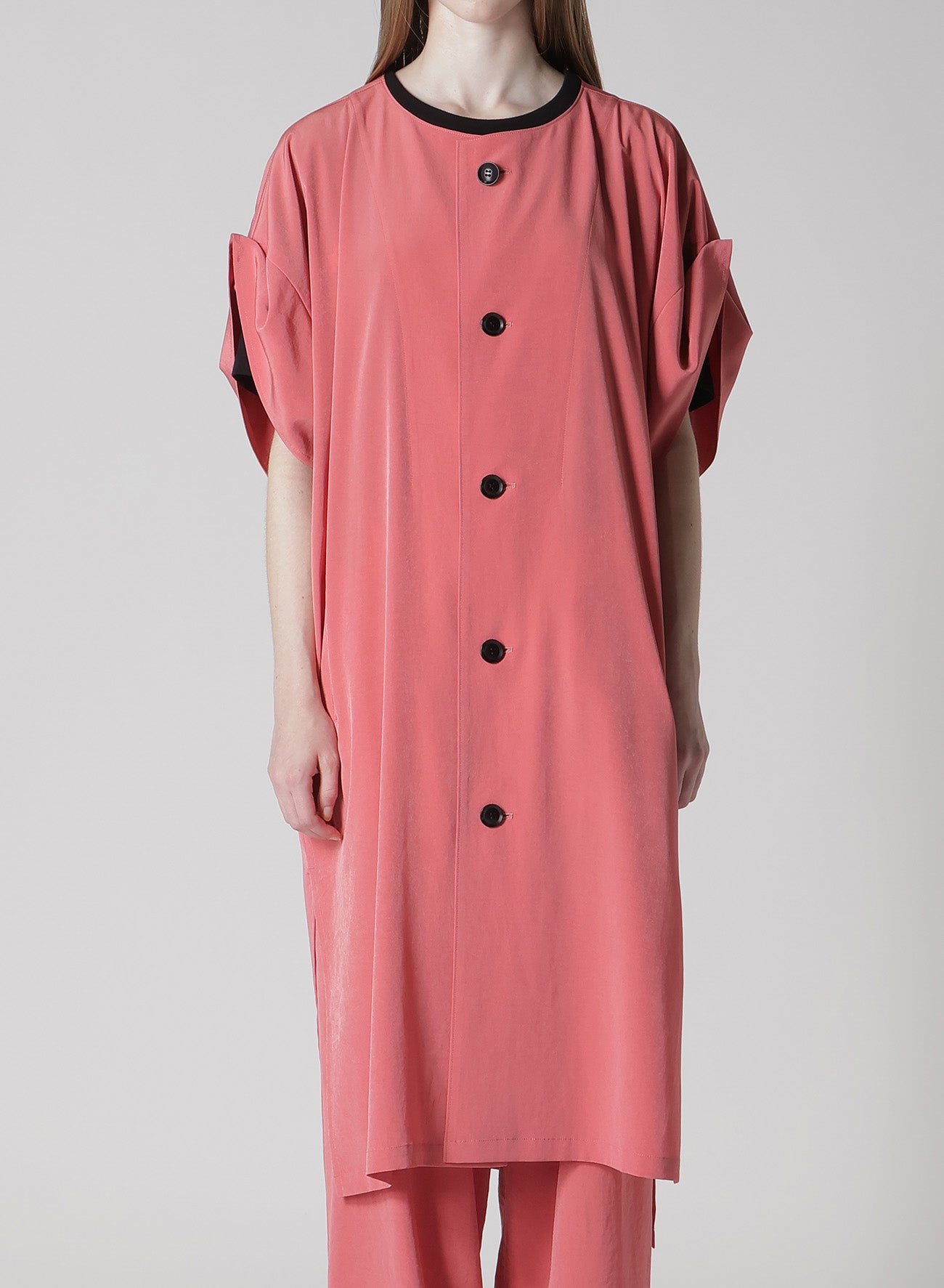 TA/PE CREPE DE CHINE ROLLED UP SLEEVE DRESS