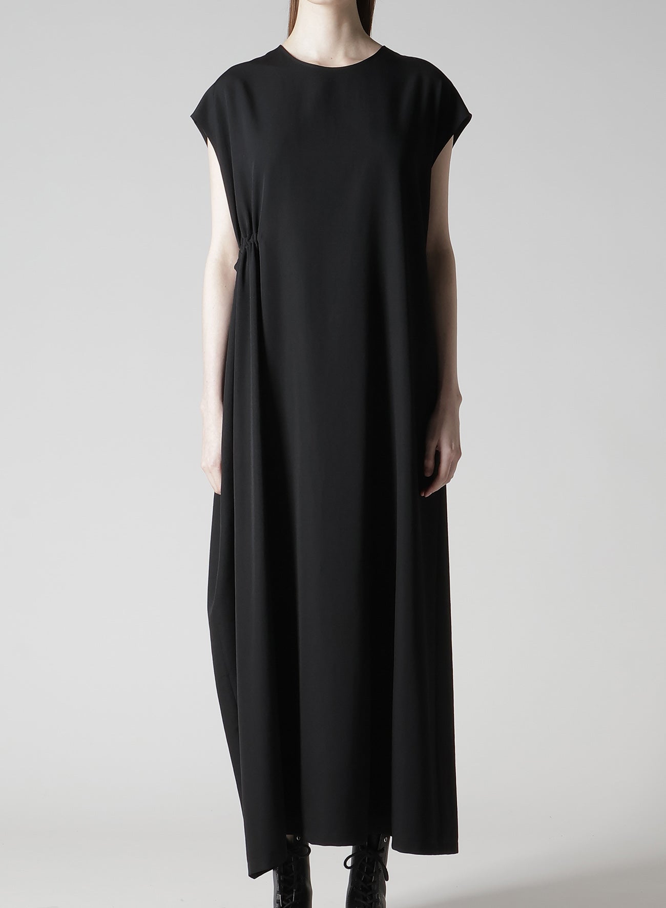 WOOL GABARDINE RIGHT SIDE GATHERED DRESS