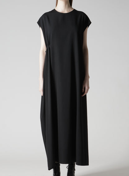 WOOL GABARDINE RIGHT SIDE GATHERED DRESS