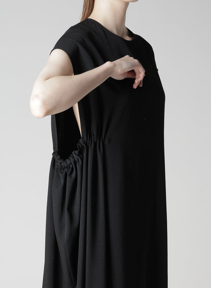 WOOL GABARDINE RIGHT SIDE GATHERED DRESS