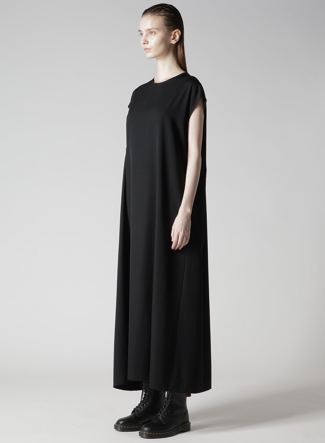 WOOL GABARDINE RIGHT SIDE GATHERED DRESS