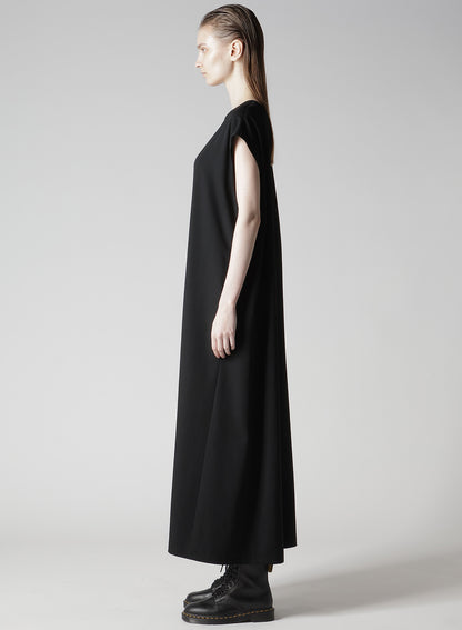 WOOL GABARDINE RIGHT SIDE GATHERED DRESS