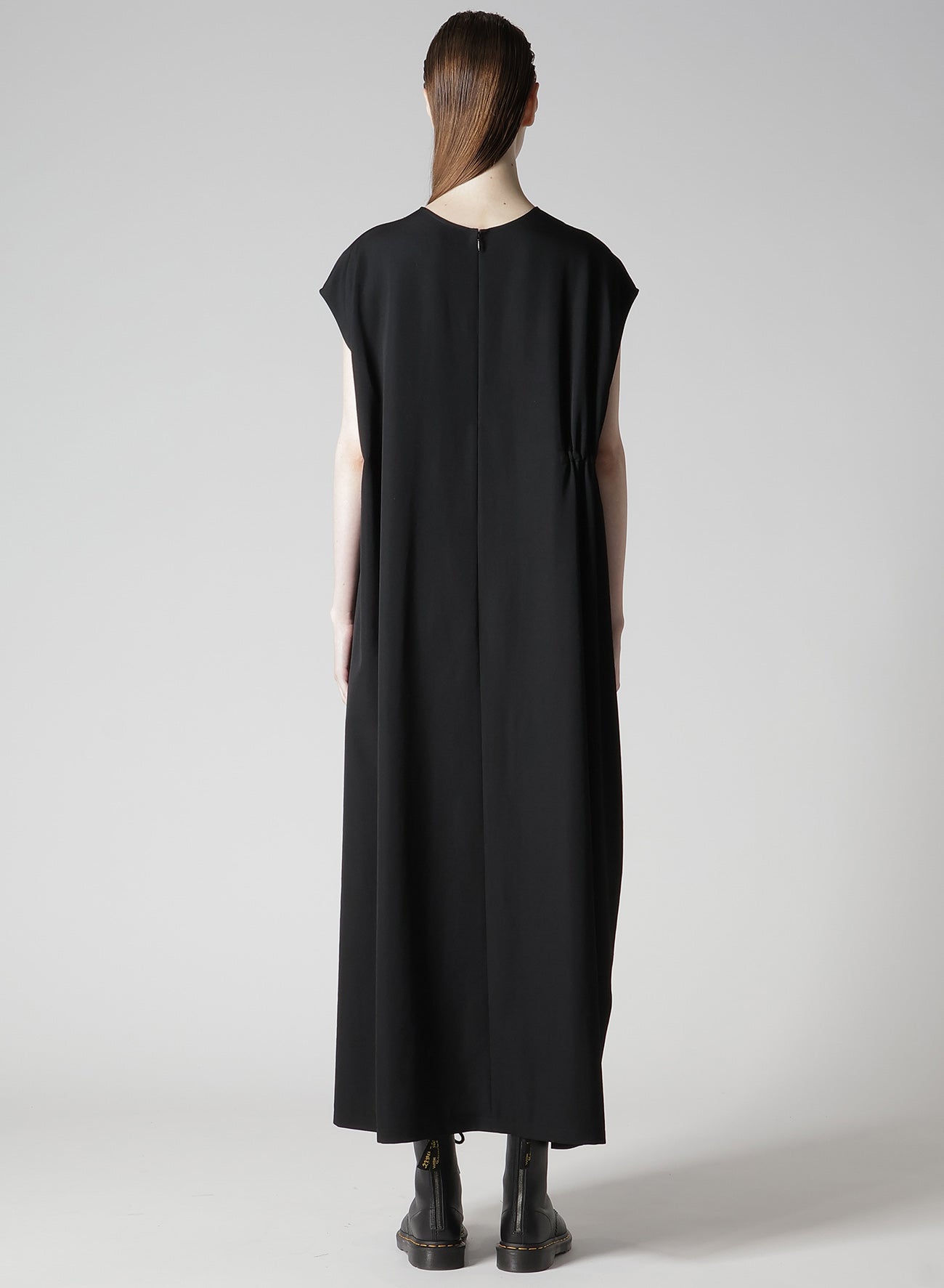WOOL GABARDINE RIGHT SIDE GATHERED DRESS