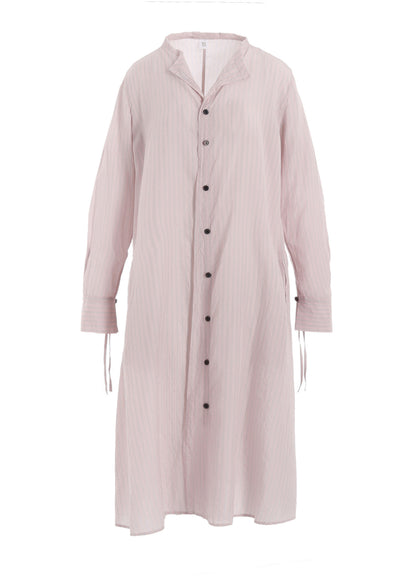 CELLULOSE STRIPE COLLARLESS A-LINE DRESS