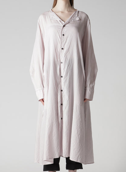 CELLULOSE STRIPE COLLARLESS A-LINE DRESS