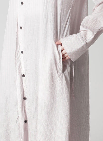 CELLULOSE STRIPE COLLARLESS A-LINE DRESS