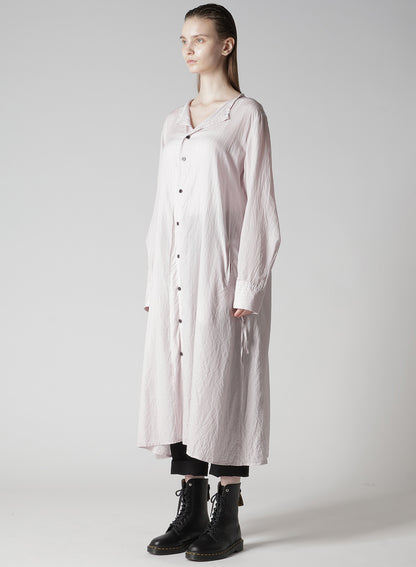 CELLULOSE STRIPE COLLARLESS A-LINE DRESS