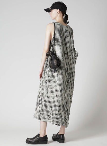 DAMAGED GINGHAM JACQUARD DRESS　
