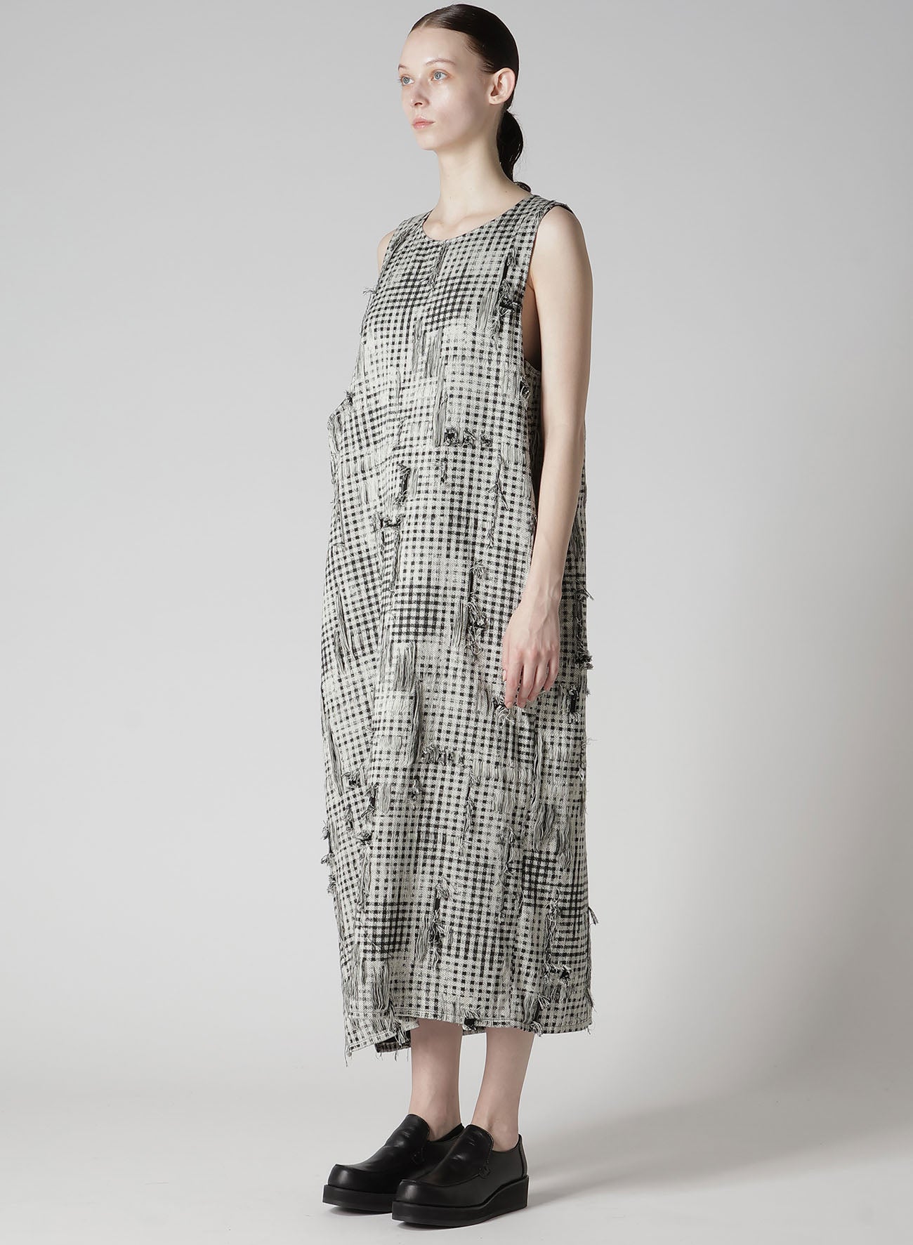 DAMAGED GINGHAM JACQUARD DRESS　
