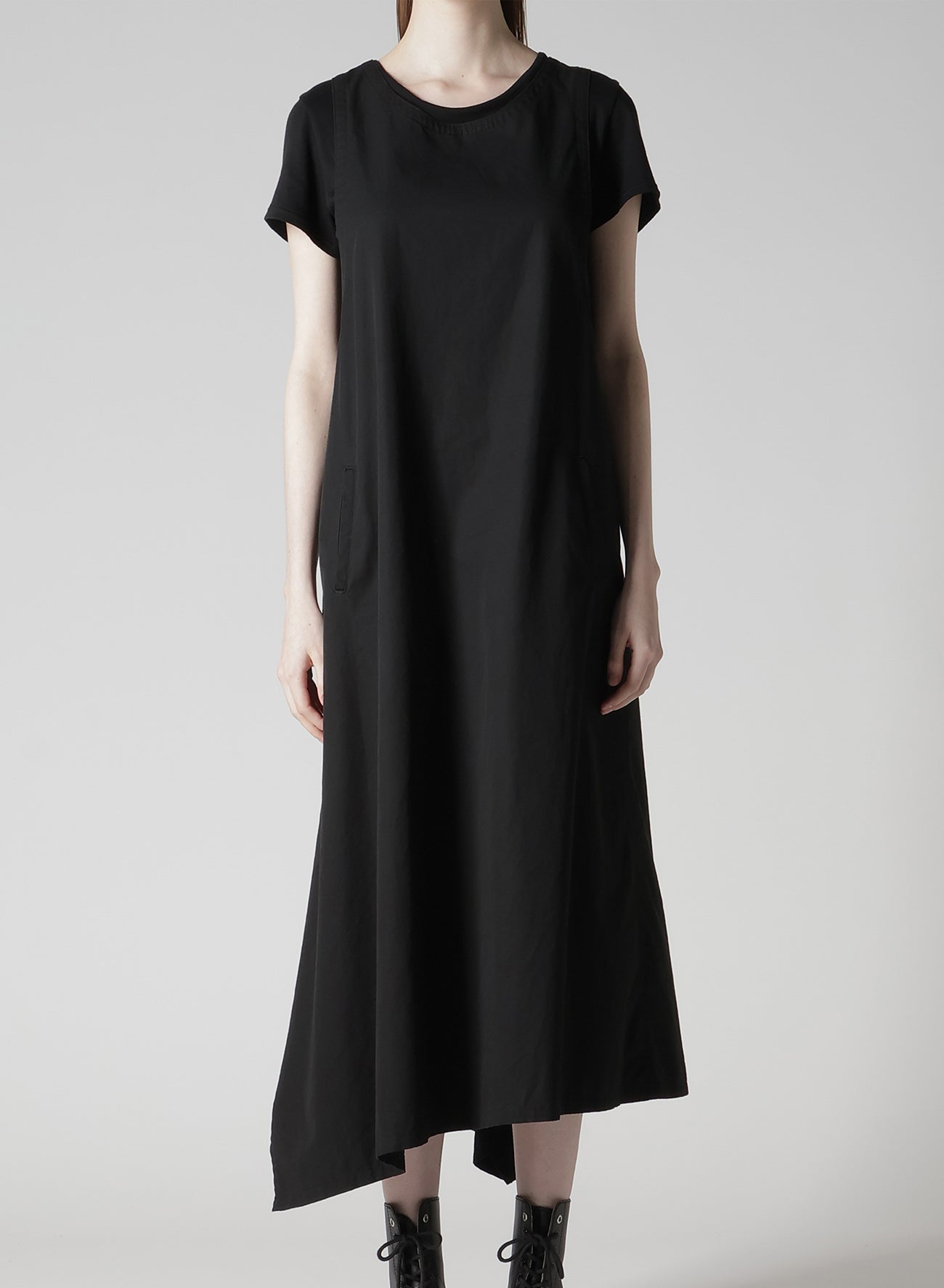 COTTON TWILL BACK CROSSED PULLOVER DRESS