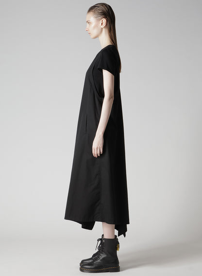 COTTON TWILL BACK CROSSED PULLOVER DRESS