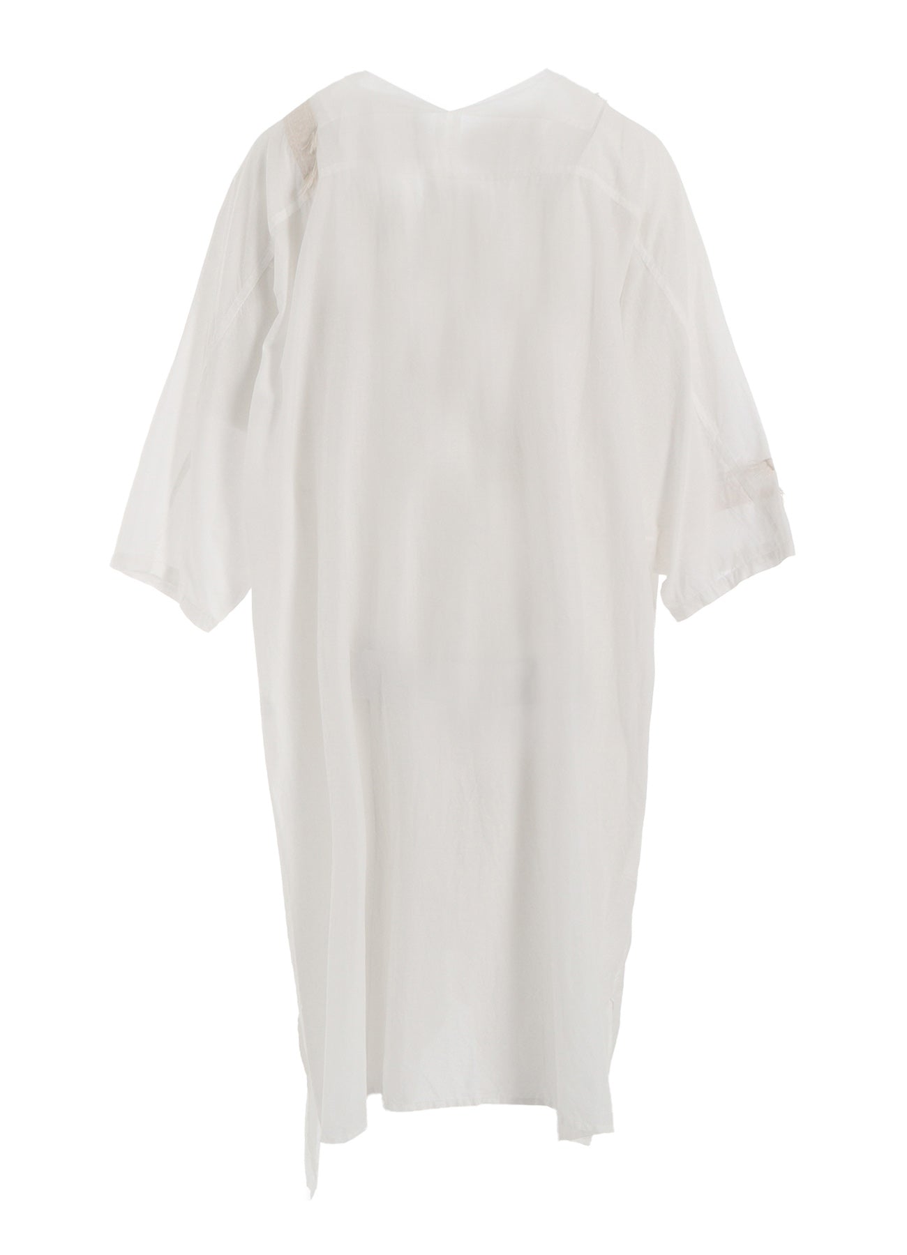 COTTON LAWN ARRANGED SLEEVE V NECK DRESS