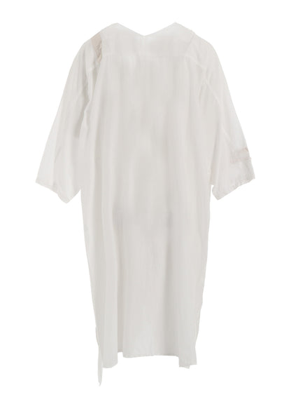 COTTON LAWN ARRANGED SLEEVE V NECK DRESS