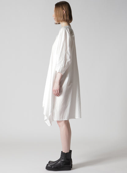 COTTON LAWN ARRANGED SLEEVE V NECK DRESS