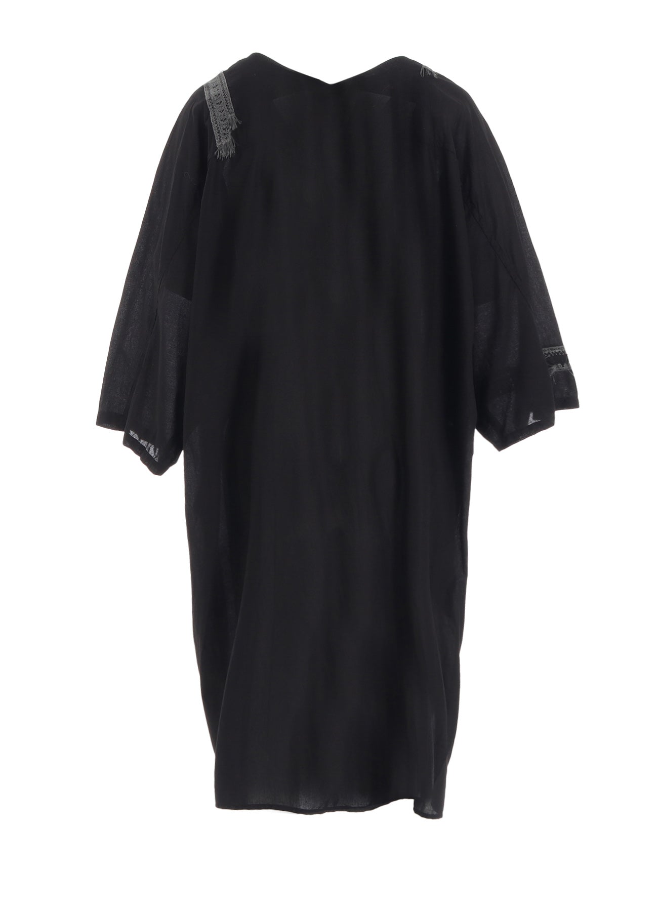 COTTON LAWN ARRANGED SLEEVE V NECK DRESS