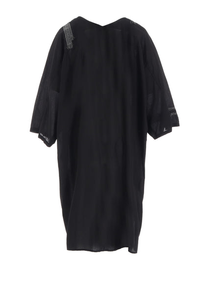 COTTON LAWN ARRANGED SLEEVE V NECK DRESS