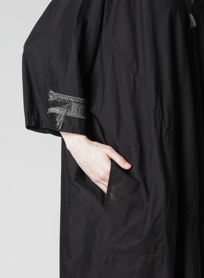 COTTON LAWN ARRANGED SLEEVE V NECK DRESS