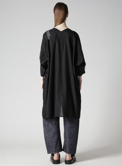 COTTON LAWN ARRANGED SLEEVE V NECK DRESS