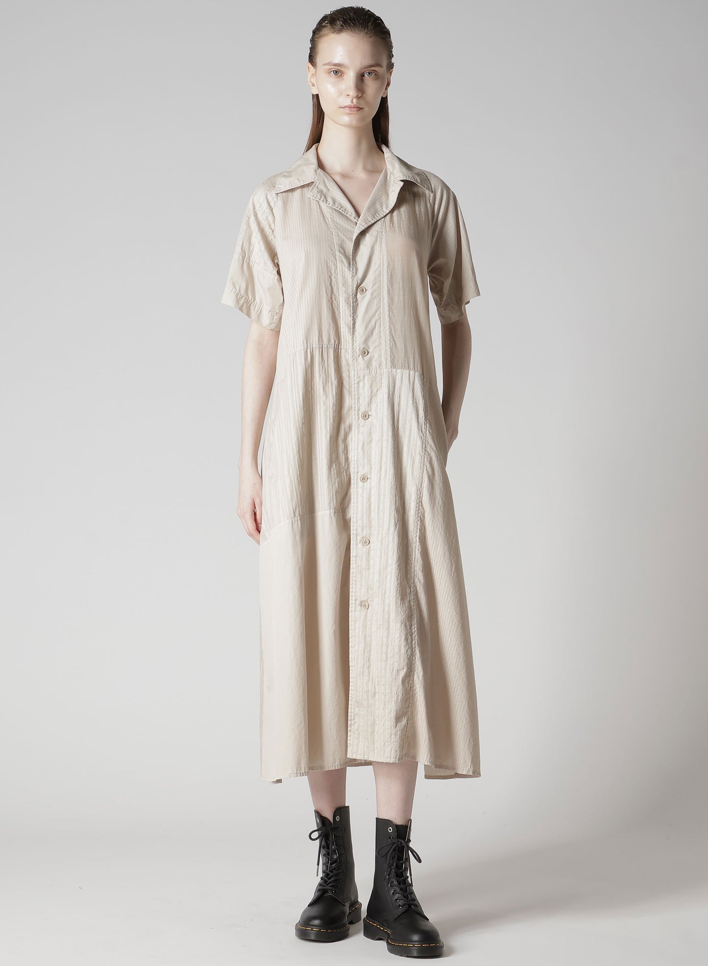 PATCHWORK A-LINE LONG DRESS