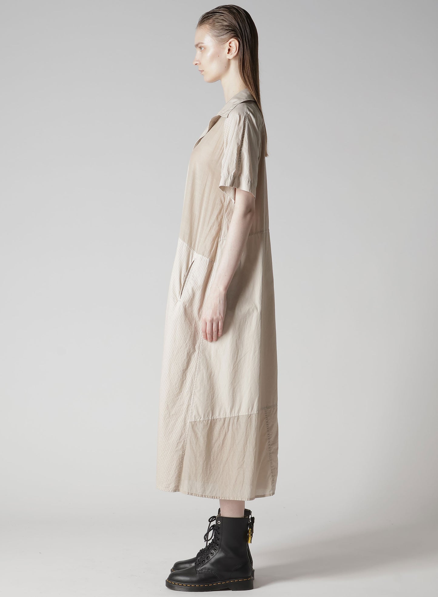 PATCHWORK A-LINE LONG DRESS