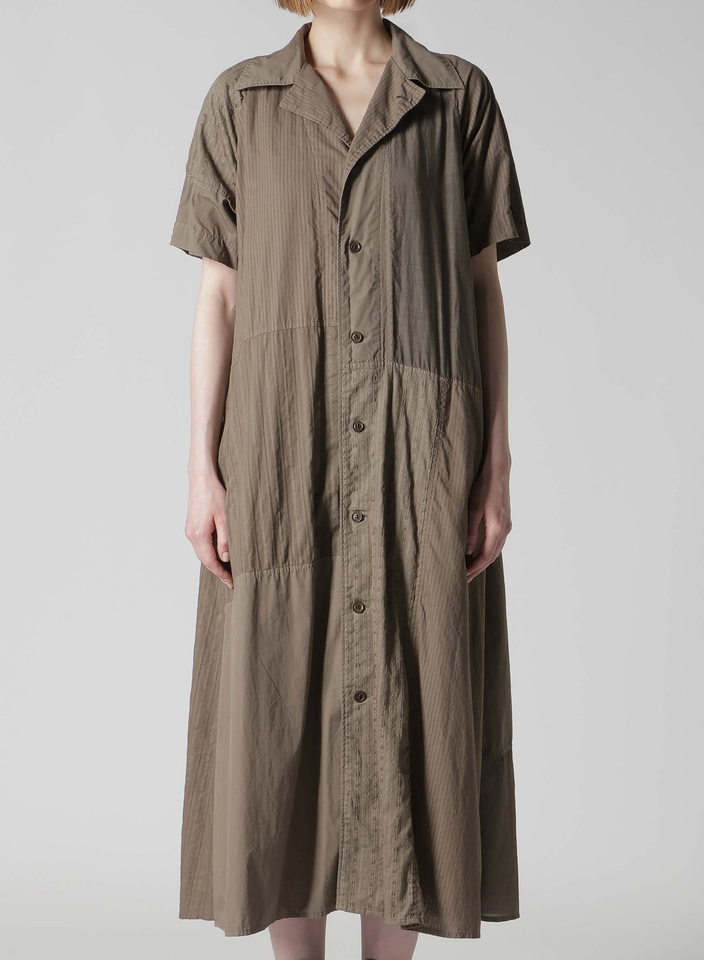 PATCHWORK A-LINE LONG DRESS