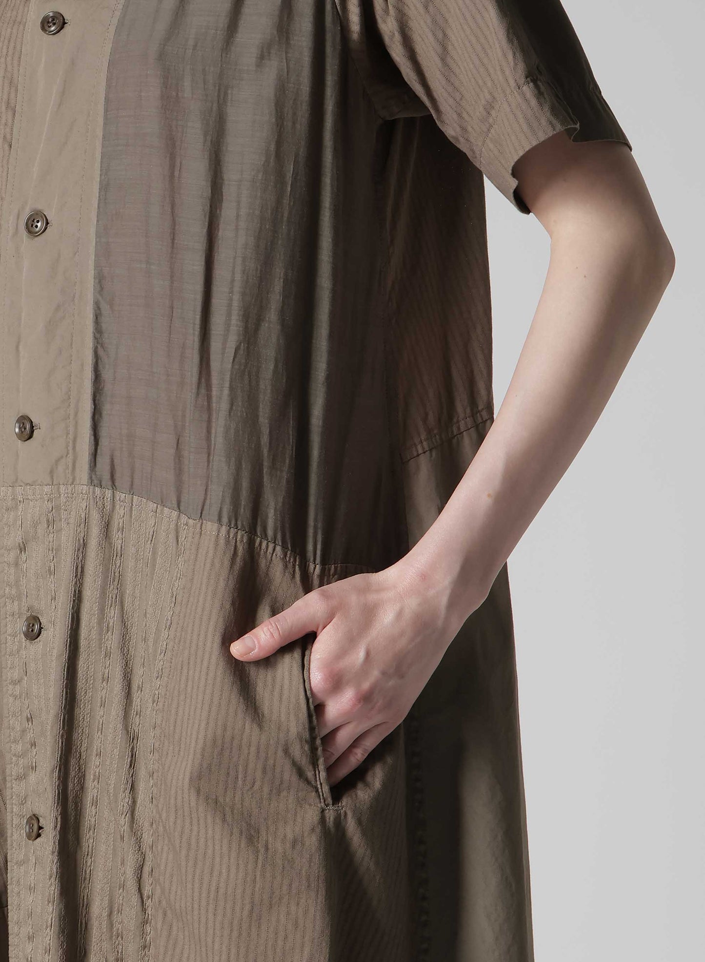 PATCHWORK A-LINE LONG DRESS