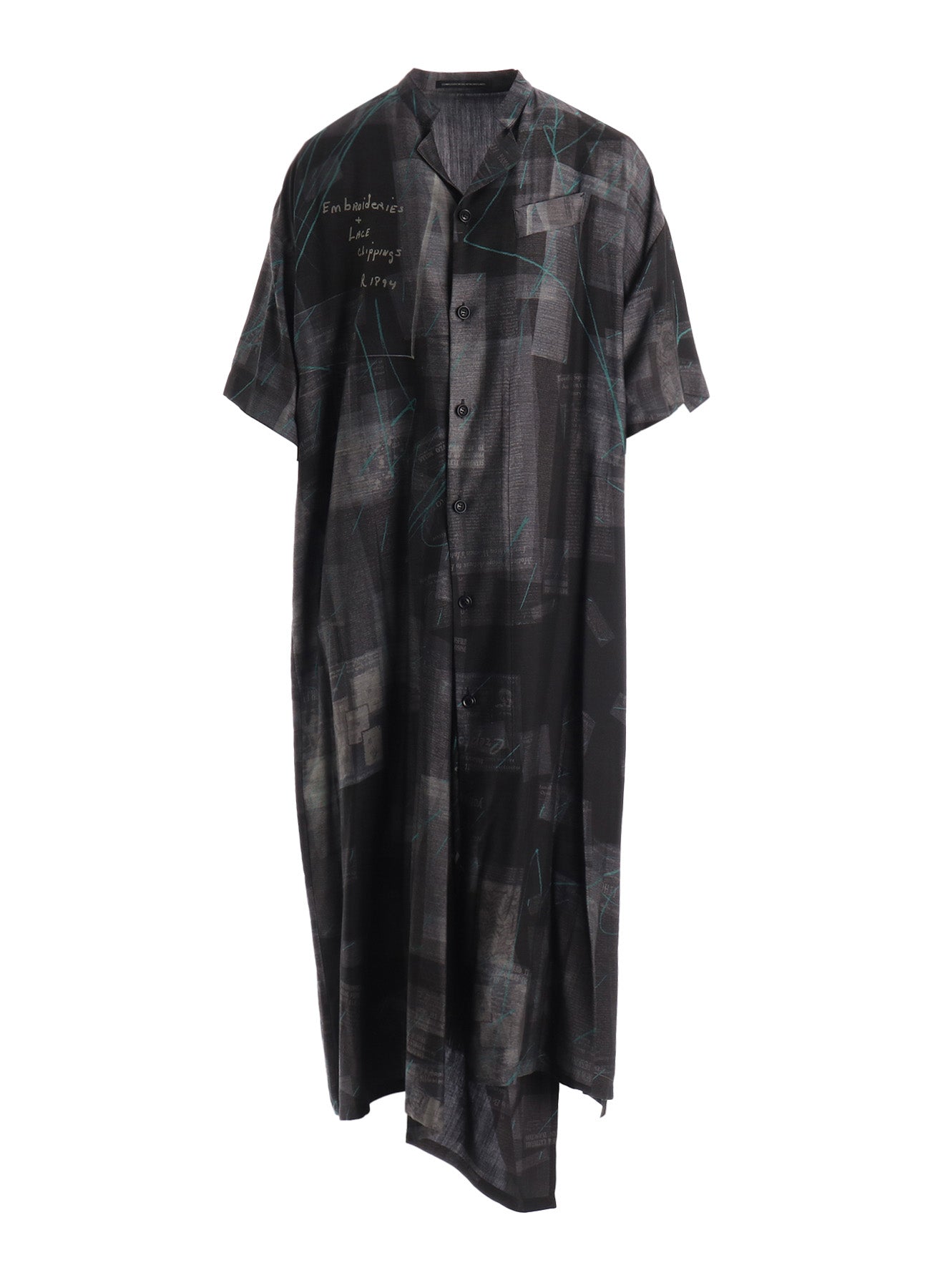 newspaper print shirt dress EMERY ROSE Black White Newspaper Print Maxi Shirt Dress Women Wedding Guest Summer Party Formal Collared Regular Fit Long Sleeve Woven Fabri,S