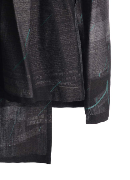 CUPRO DUNGAREE TWILL NEWSPAPER PRINT SHIRT DRESS