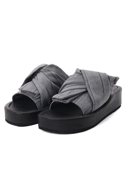 RAYON STRIPE/LEATHER COMBI SOLE SANDALS
