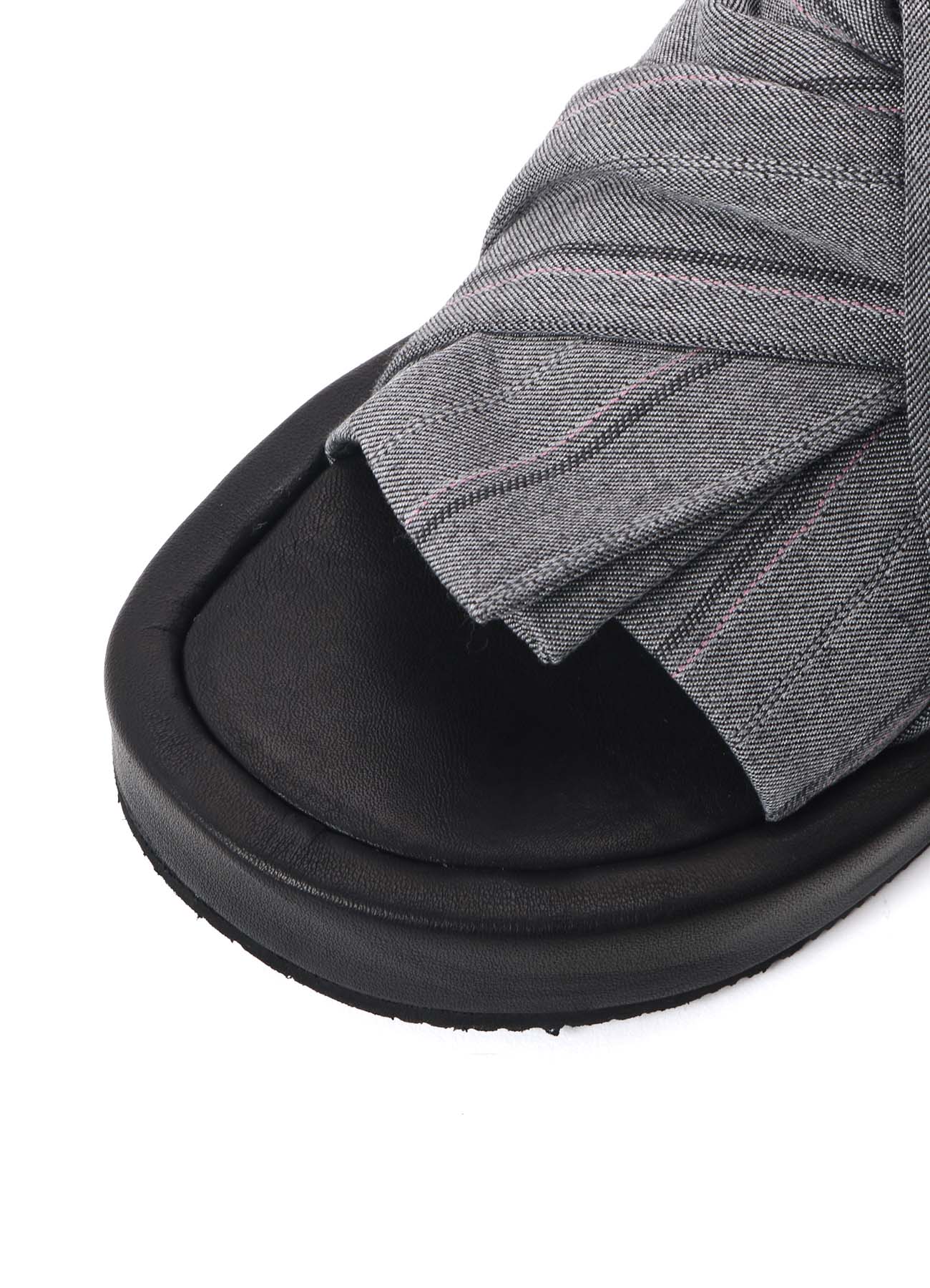 RAYON STRIPE/LEATHER COMBI SOLE SANDALS – THE SHOP YOHJI YAMAMOTO