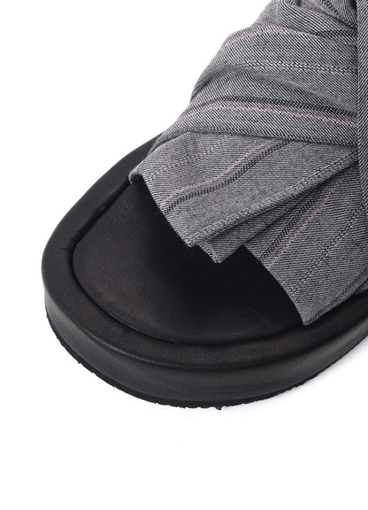 RAYON STRIPE/LEATHER COMBI SOLE SANDALS