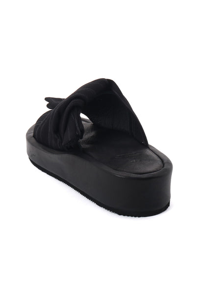 RAYON STRIPE/LEATHER COMBI SOLE SANDALS