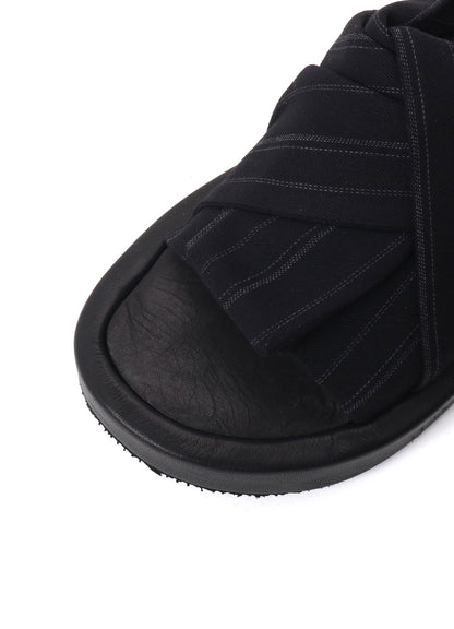 RAYON STRIPE/LEATHER COMBI SOLE SANDALS