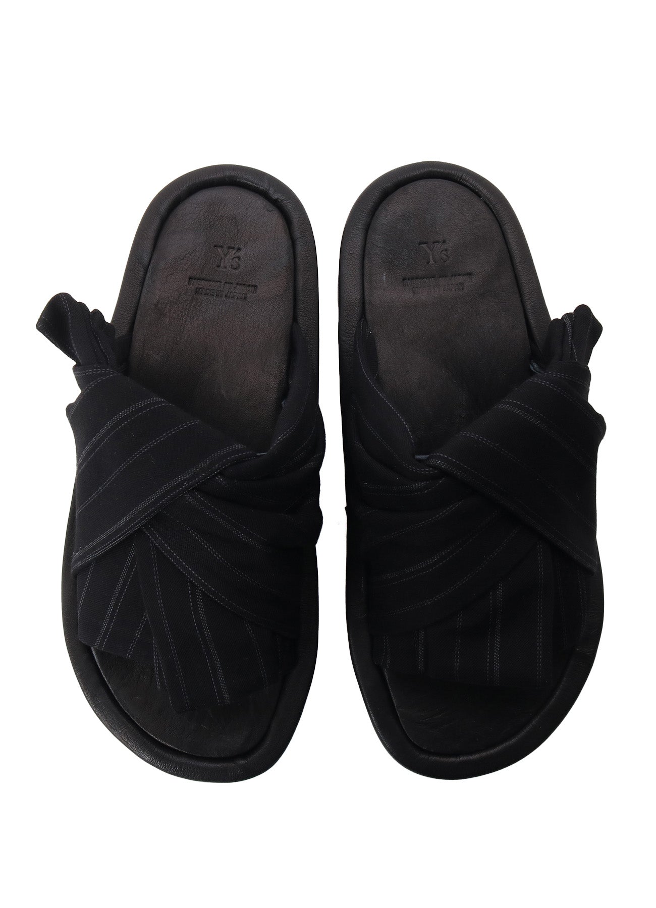 RAYON STRIPE/LEATHER COMBI SOLE SANDALS – THE SHOP YOHJI YAMAMOTO