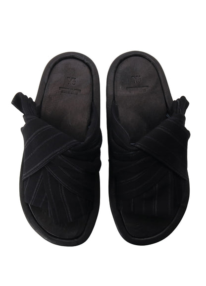RAYON STRIPE/LEATHER COMBI SOLE SANDALS
