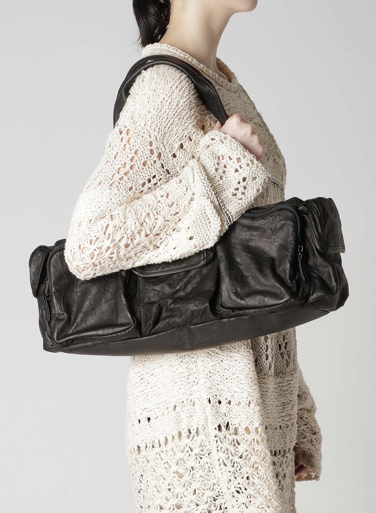 TWISTED SOFT LEATHER POCKET BOSTON BAG