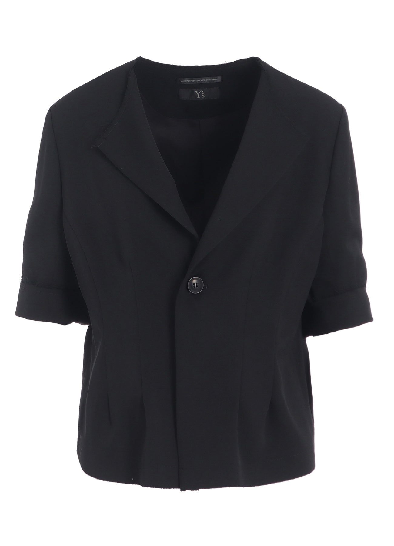 WOOL GABARDINE COLLARLESS SHORT JACKET – THE SHOP YOHJI YAMAMOTO