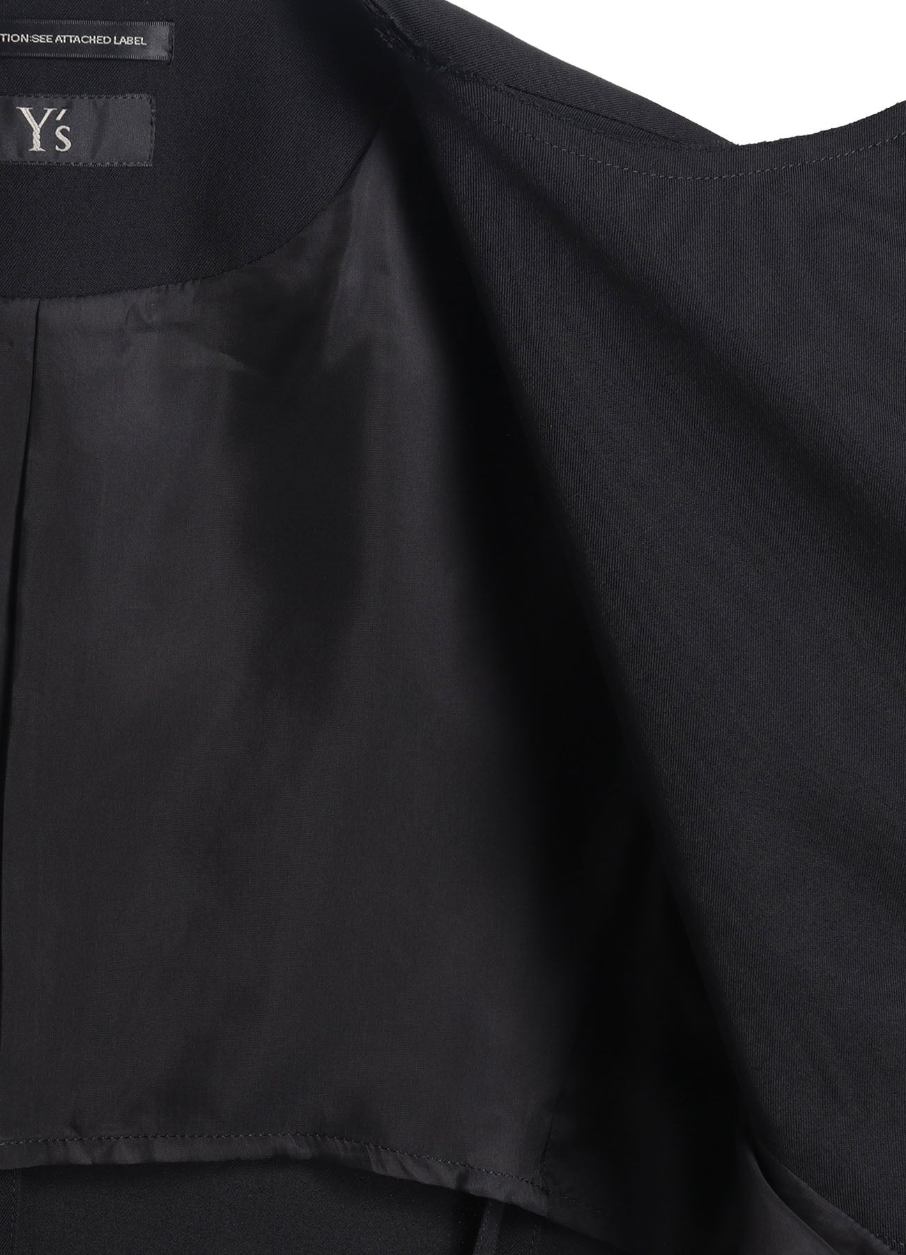 WOOL GABARDINE COLLARLESS SHORT JACKET