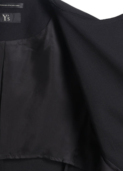 WOOL GABARDINE COLLARLESS SHORT JACKET